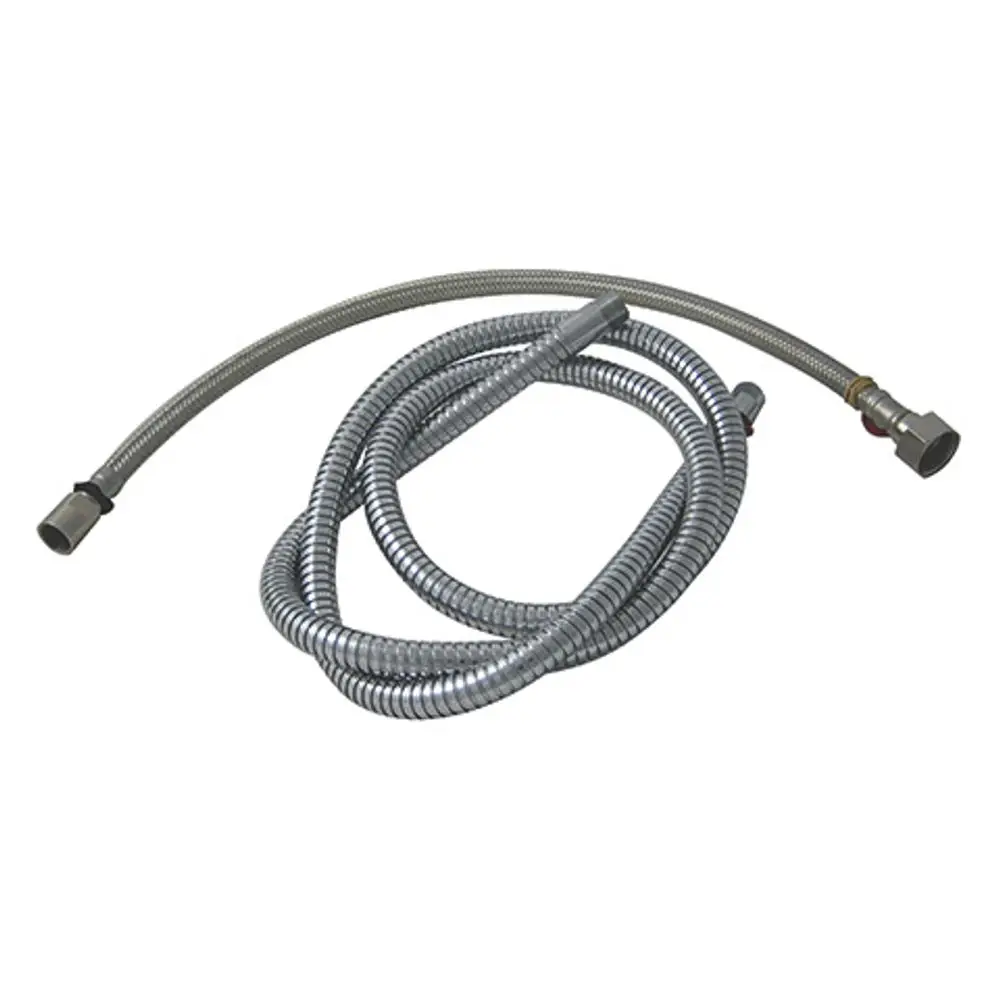 Brauseschlauch mit flexibler, gewellter Oberfläche, geeignet für Kludi-Duschsysteme, mit metallischen Anschlüssen an beiden Enden.